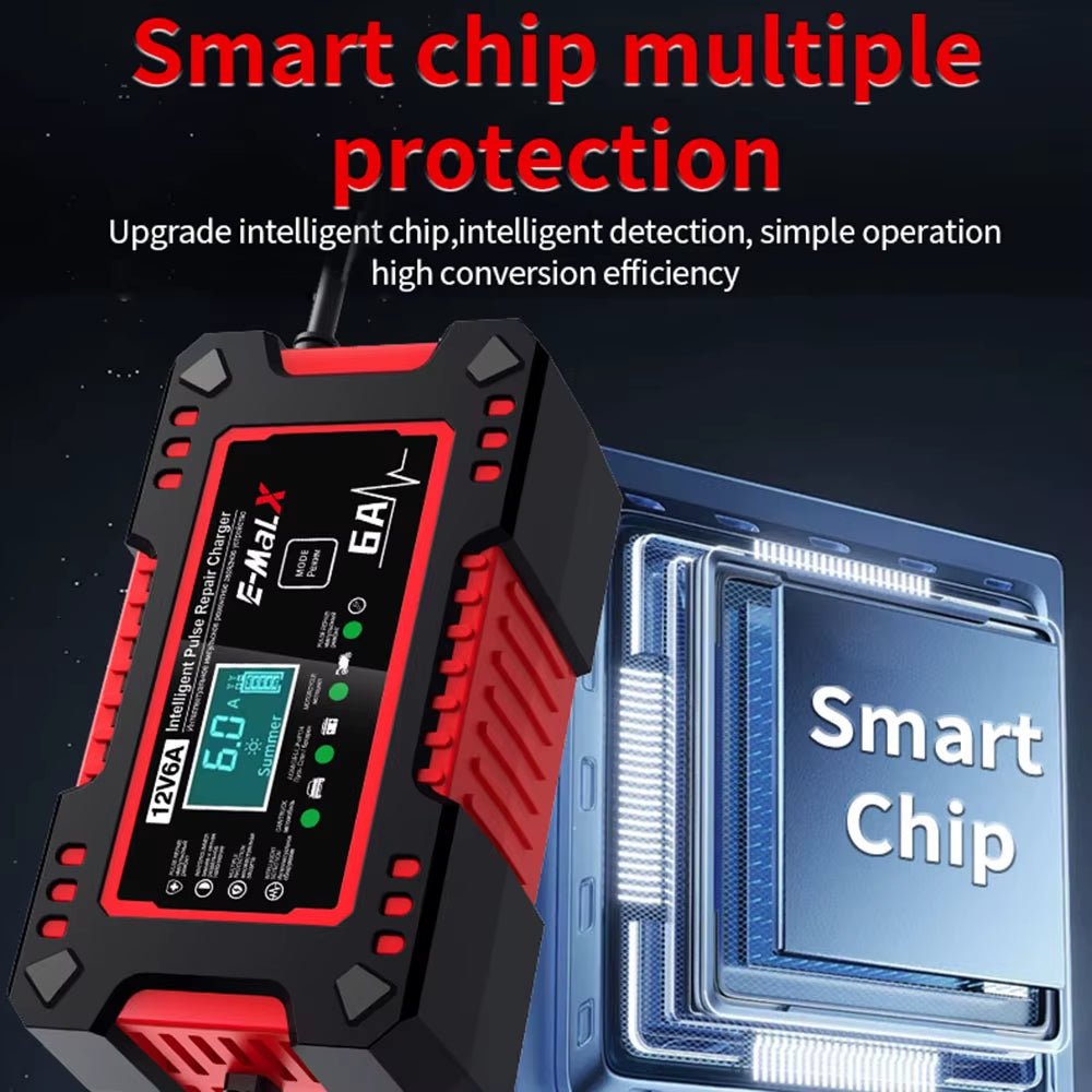 12V 6A Storage Batteries Chargers Intelligent Pulse Repair Digital Display for AGM GEL Lead Acid Battery Charging Car Chargers