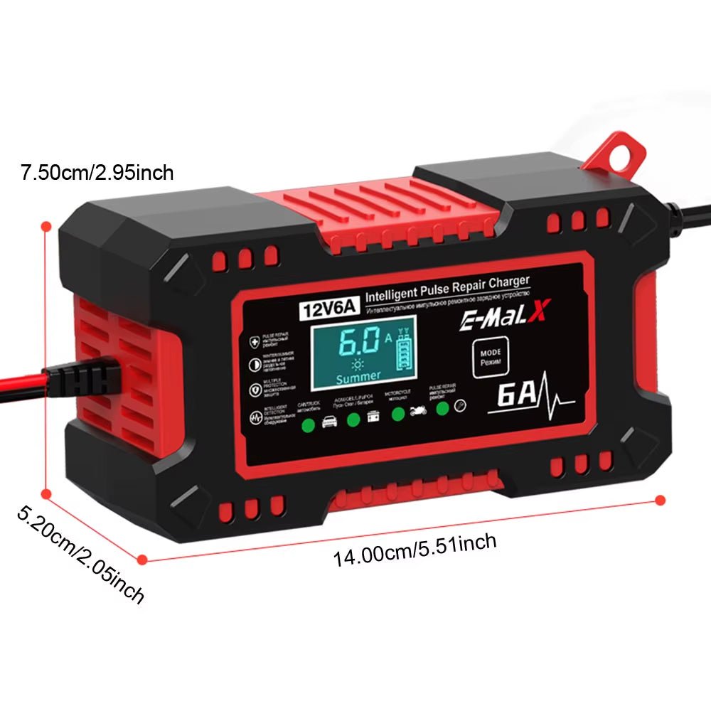 12V 6A Storage Batteries Chargers Intelligent Pulse Repair Digital Display for AGM GEL Lead Acid Battery Charging Car Chargers