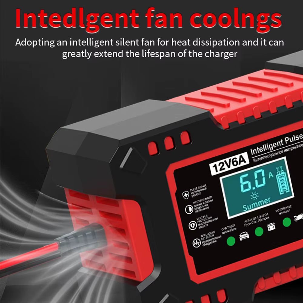 12V 6A Storage Batteries Chargers Intelligent Pulse Repair Digital Display for AGM GEL Lead Acid Battery Charging Car Chargers