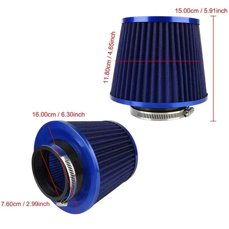 Hot Sale Induction Kit Car Air Filters Cold Air Intake Filter High Flow Universal Sport Power Mesh Cone 76MM Car Accessories