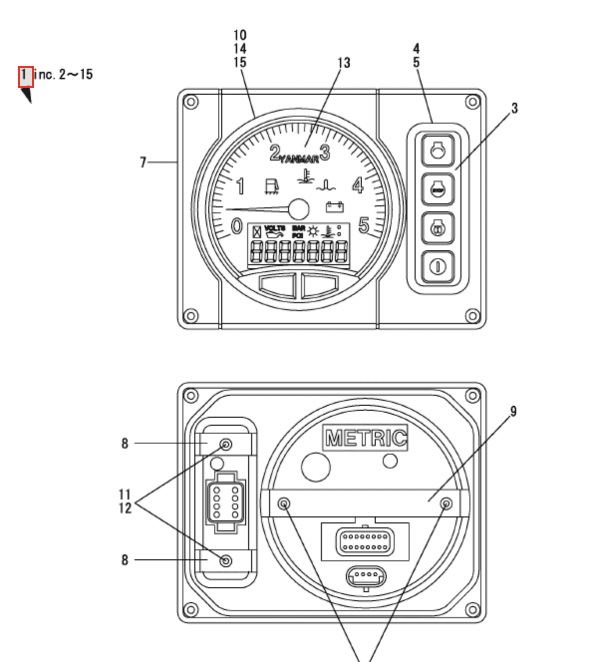 Yanmar B20 Dash Panel Assembly 164100 - 30105 - Simms Diesel