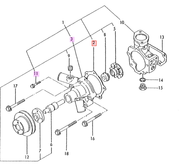 Yanmar Fresh Water Pump 121000 - 42100 - Simms Diesel