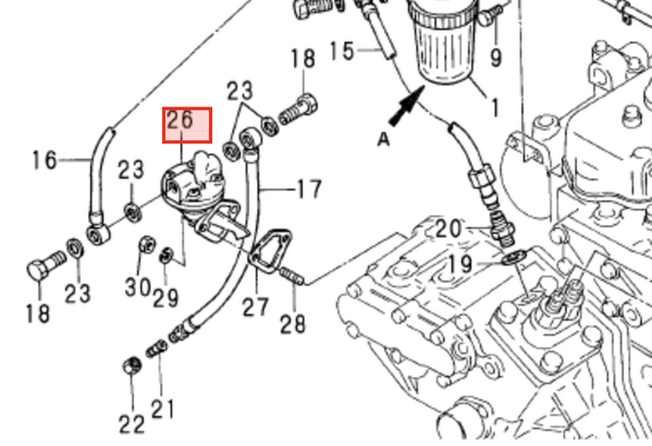 Yanmar Fuel Feed Pump Assembly 124070 - 52011 - Simms Diesel